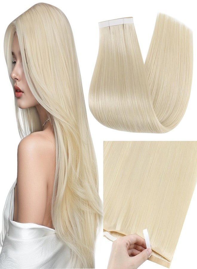 فل شاين وصلات شعر أشقر لامع بالكامل، لون شعر بشري 60 أشقر، وصلات شعر لاصقة طويلة من البولي يوريثان، وصلات شعر منسوجة بتقنية جينيوس، شريط لاصق عريض غير مرئي، 50 غرام، 18 بوصة، محاذاة طبقة الكيوتيكل، تسريحات شعر للعرائس، طبيعي - Image 1